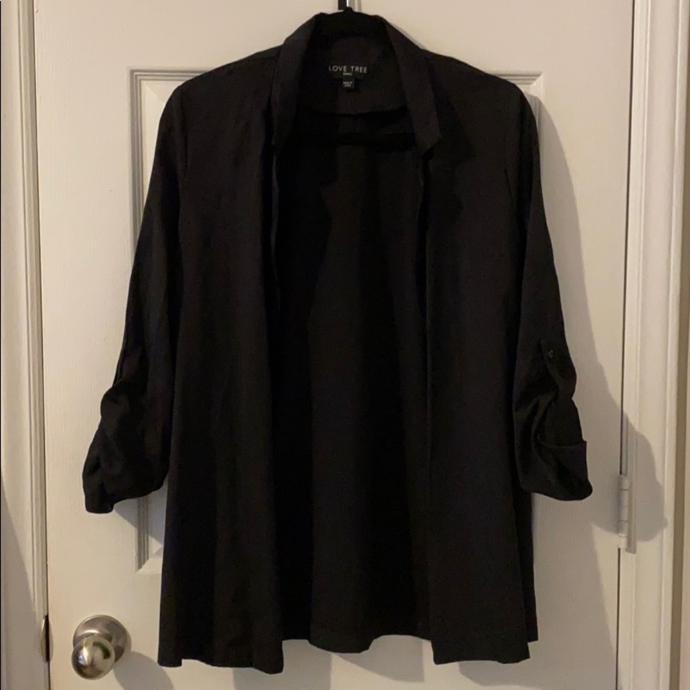 Black lightweight 3/4 length blazer